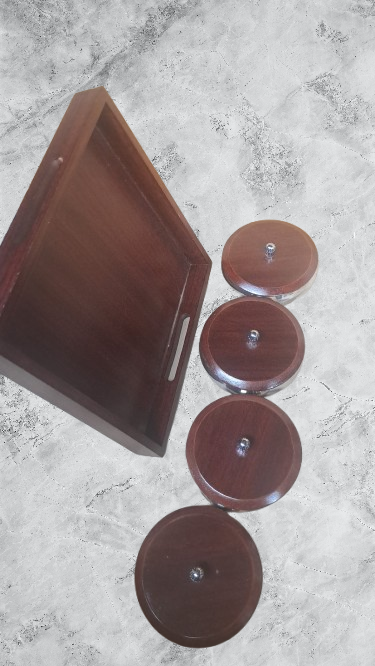 Premium 4-Piece Double Layered Stainless Steel Dry Fruit Bowl Set with Wooden Tray & Lids – Elegant Serving Set for Snacks & Dry Fruits