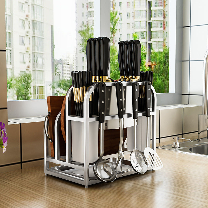 Chopping Board Rack For Knives And Knife Holders Integrated Storage Rack