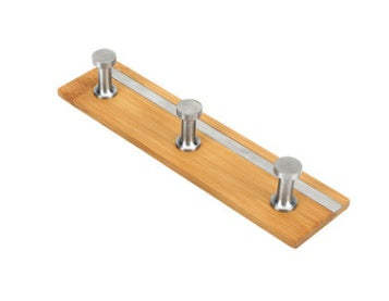 4pcs set Nail Free Punch-Free Bamboo Hook Wooden Row Hooks For Bathroom Clothes Stainless Steel Hook Behind The Door for home