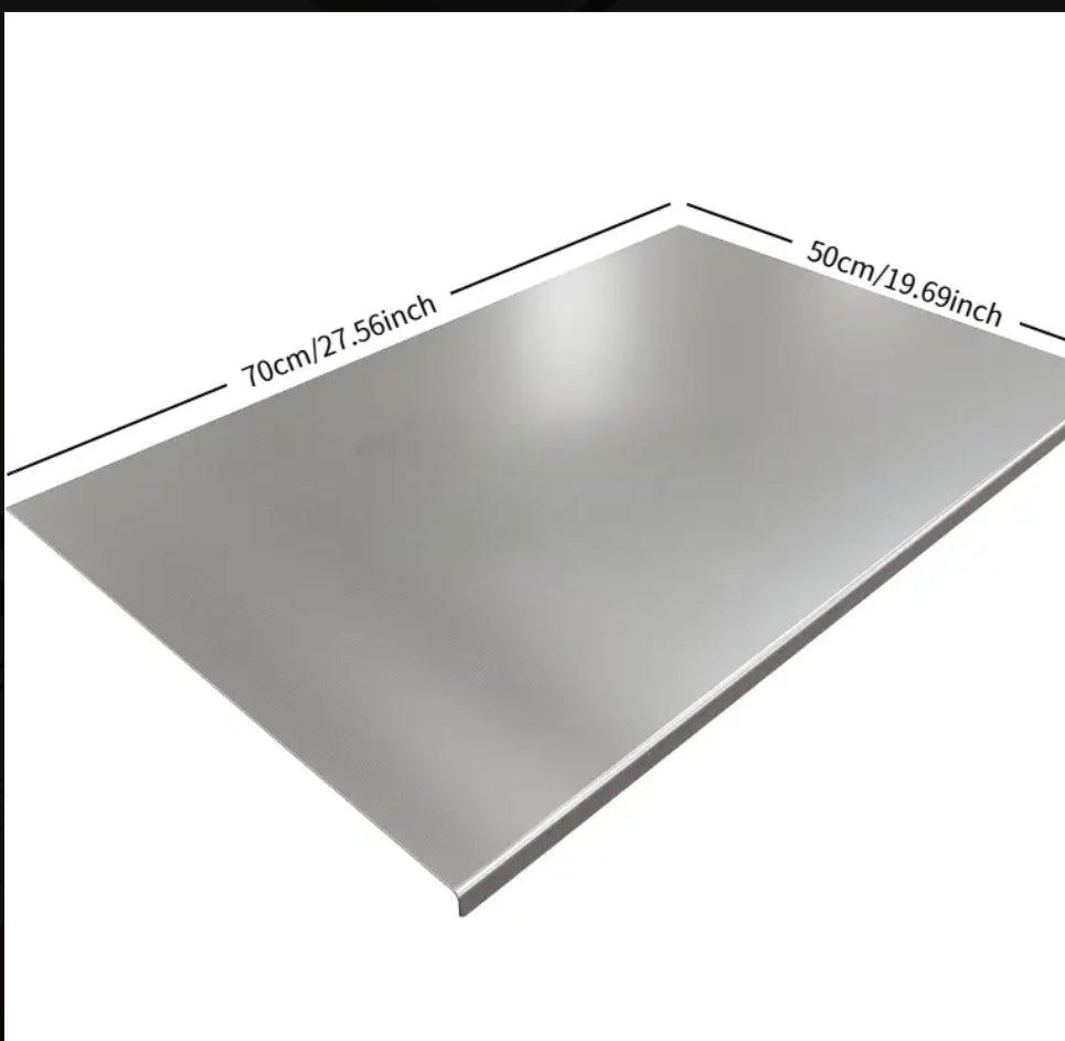 Heavy Duty Stainless Steel Cutting Board with Foldable Edge - 1mm Thick Commercial-Grade Large Rectangular Board for Meat, Vegetables, Bread - Space-Saving Design, Easy to Clean & Durable for Home & Professional Kitchens, Food Prep Surface, Sleek Kitchen