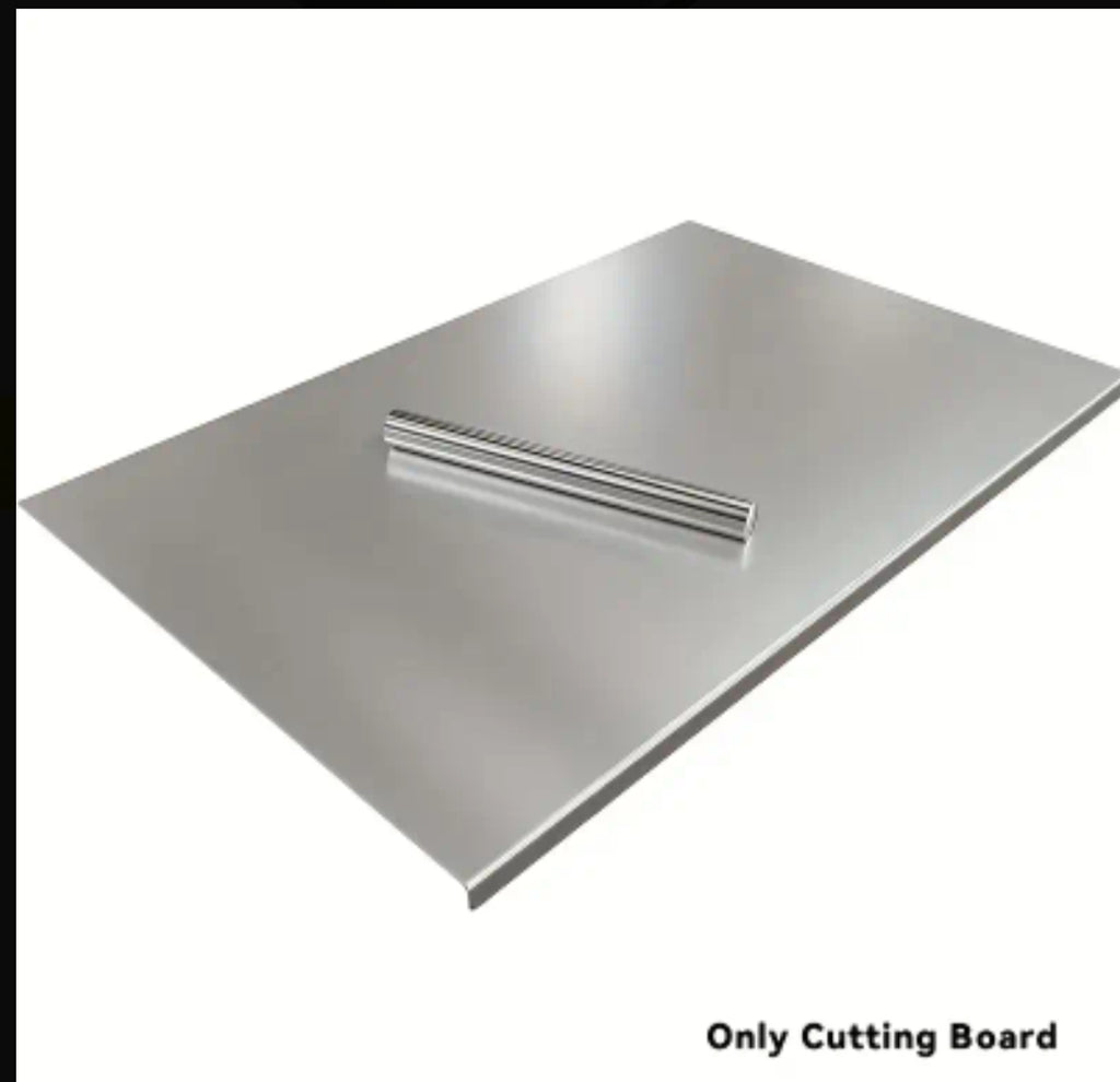Heavy Duty Stainless Steel Cutting Board with Foldable Edge - 1mm Thick Commercial-Grade Large Rectangular Board for Meat, Vegetables, Bread - Space-Saving Design, Easy to Clean & Durable for Home & Professional Kitchens, Food Prep Surface, Sleek Kitchen