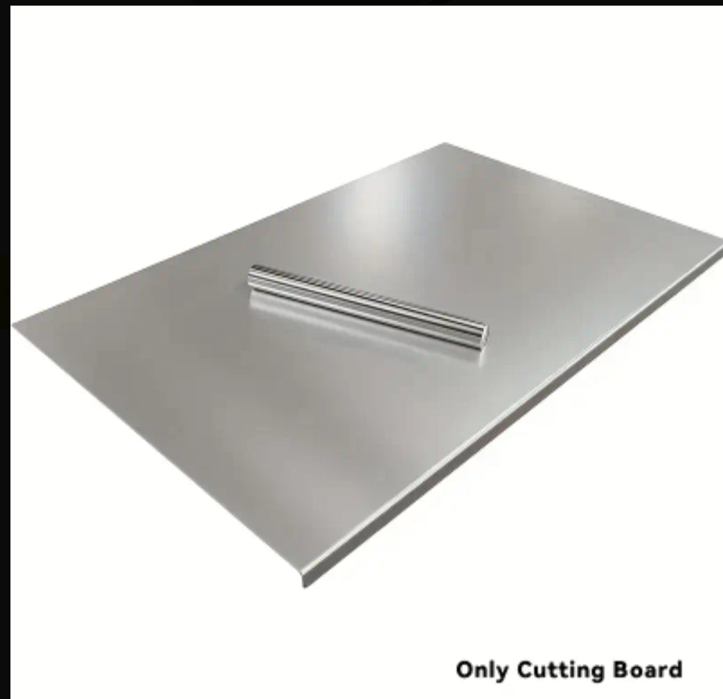 Heavy Duty Stainless Steel Cutting Board with Foldable Edge - 1mm Thick Commercial-Grade Large Rectangular Board for Meat, Vegetables, Bread - Space-Saving Design, Easy to Clean & Durable for Home & Professional Kitchens, Food Prep Surface, Sleek Kitchen