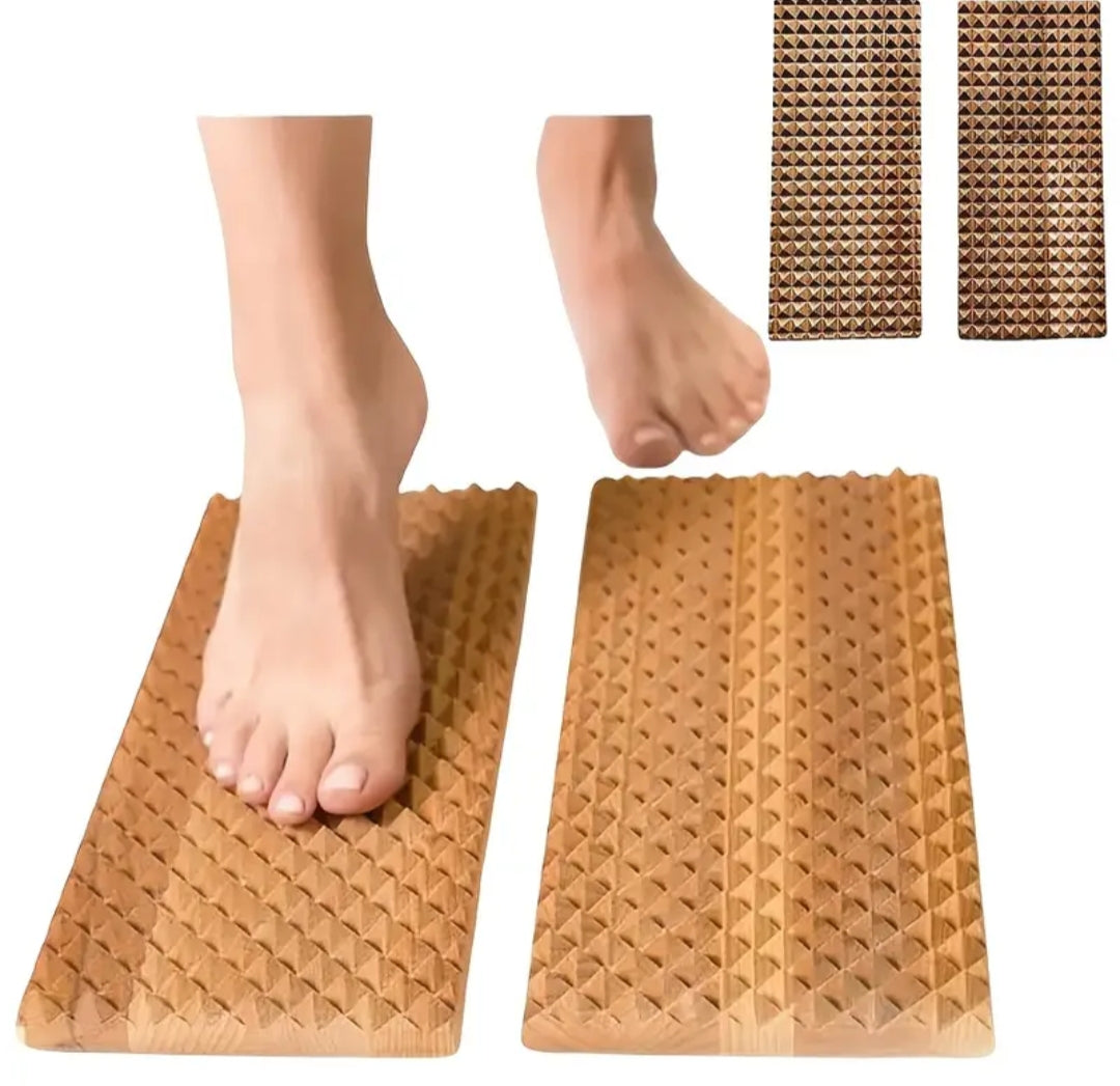 Wooden Yoga Top Board Set - Reduces Foot Light Beige Stimulation, Yoga and Meditation Practice Board, Home Fitness Relaxation Foot Muscle Office Sedentary Foot Relaxation Equipment Enhances Balance and Focus Acupressure Foot Massage, Yoga Gift, Yoga, Acup