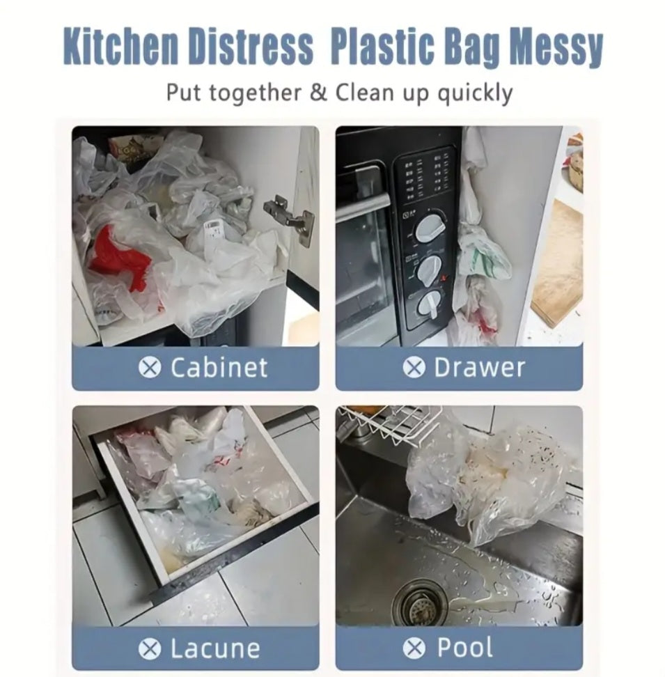 2-In-1 Wooden Garbage Bag Dispenser & Organizer - Large Capacity, Wall-Mount Or Cabinet Hanging Storage For Kitchen And Bathroom Essentials, White/ Black