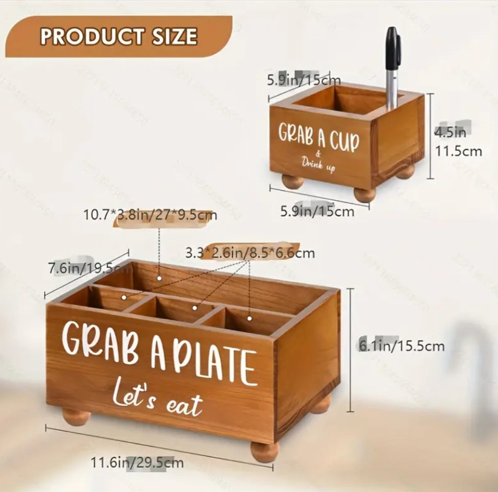 Local Warehouse Set Of 2 Kitchen Utensil Holder, Kitchen Countertop Plate Organizer, Paper Plate Holder, Kitchen Accessories Disposable Dish Cup Holder Utensil Caddy for Kitchen, Party, BBQ, Christmas, Halloween Party, Kitchen Organizers And Storage