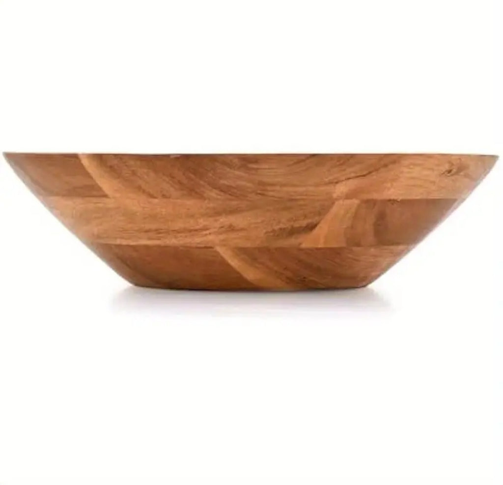 Acacia Wood Serving Bowl Fruit Bowl Friendly and Perfect for Salad Vegetables and Fruit Single Salad Bowl 10" x 10" x 3"