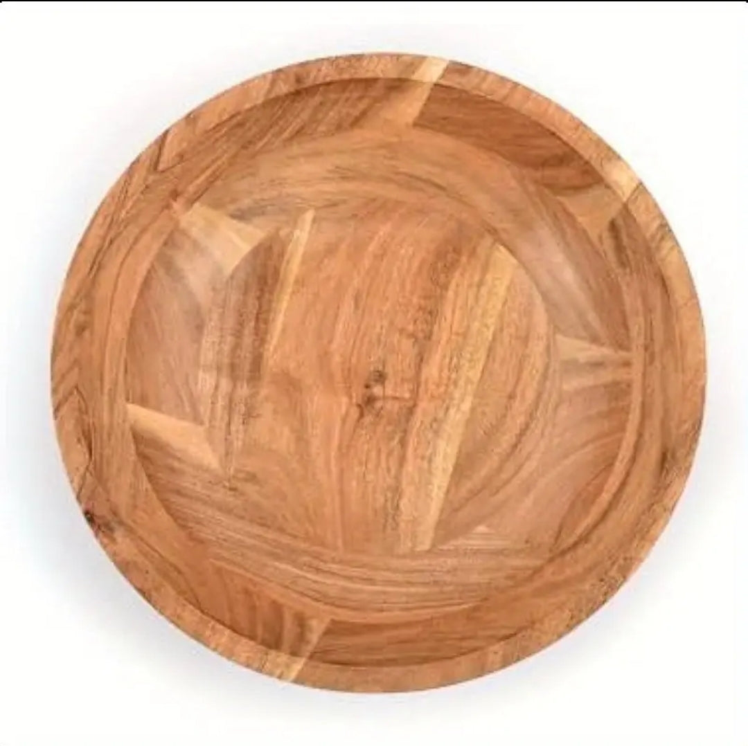 Acacia Wood Serving Bowl Fruit Bowl Friendly and Perfect for Salad Vegetables and Fruit Single Salad Bowl 10" x 10" x 3"