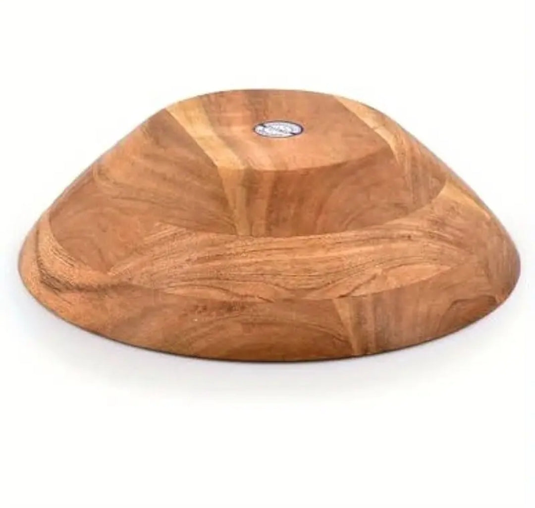 Acacia Wood Serving Bowl Fruit Bowl Friendly and Perfect for Salad Vegetables and Fruit Single Salad Bowl 10" x 10" x 3"