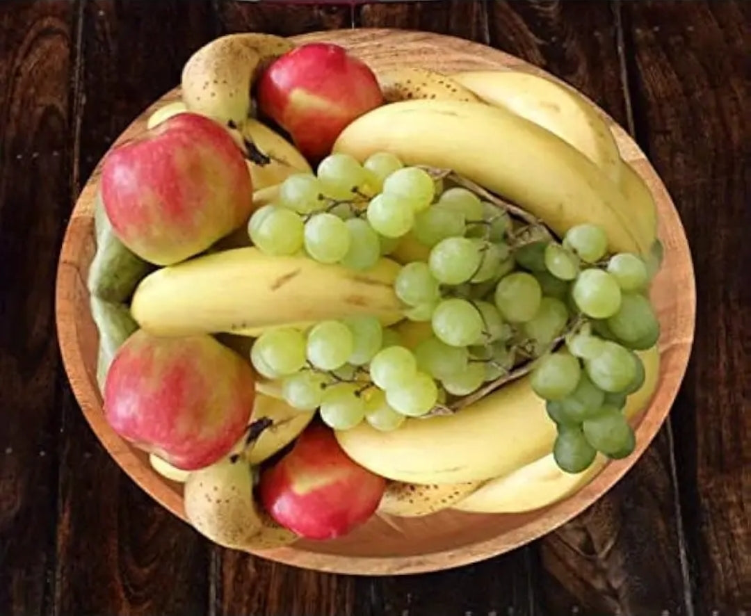 Acacia Wood Serving Bowl Fruit Bowl Friendly and Perfect for Salad Vegetables and Fruit Single Salad Bowl 10" x 10" x 3"