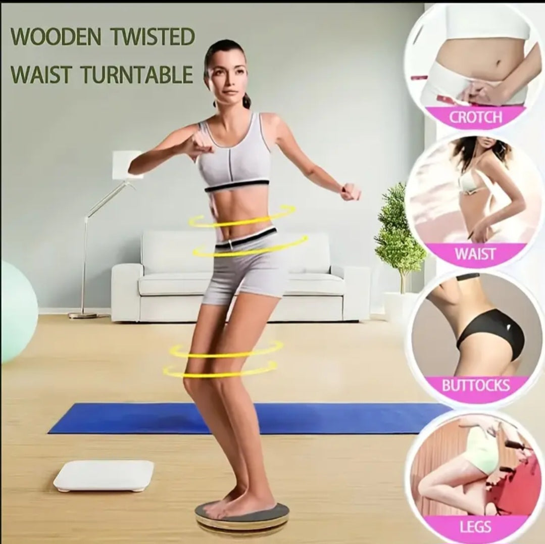1 wooden waist twisting disc/circular balance board, anti-slip base, strengthens core, suitable for full-body shaping, indoor gym and outdoor sports equipment.