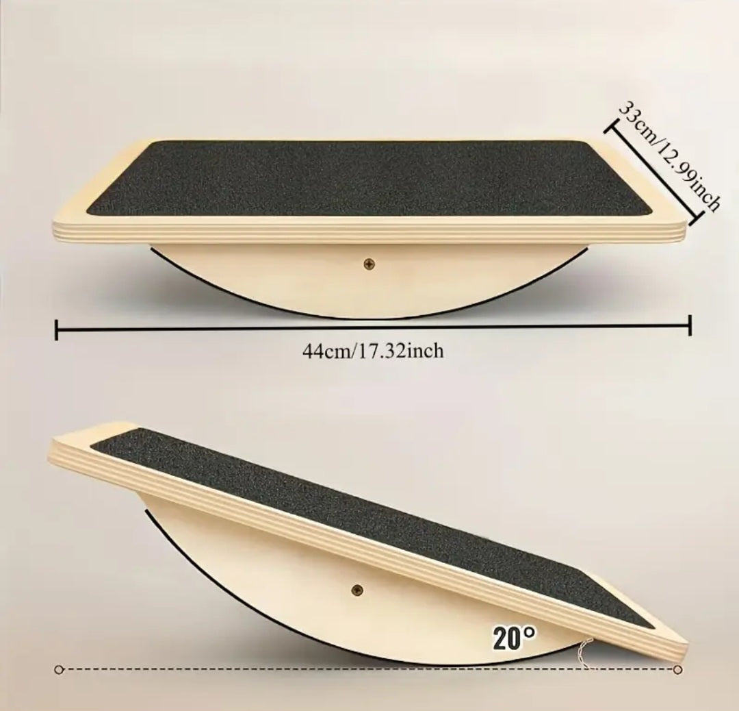 Advanced Wooden Balance Board with Non-Slip Surface - Core Strength, Stability Training, Yoga & Pilates Equipment - Natural Wood Construction - for Home Gym, Office Desk, Pilates - Ideal for All Fitness Levels - Durable Balance Pad, Workout Accessories, T