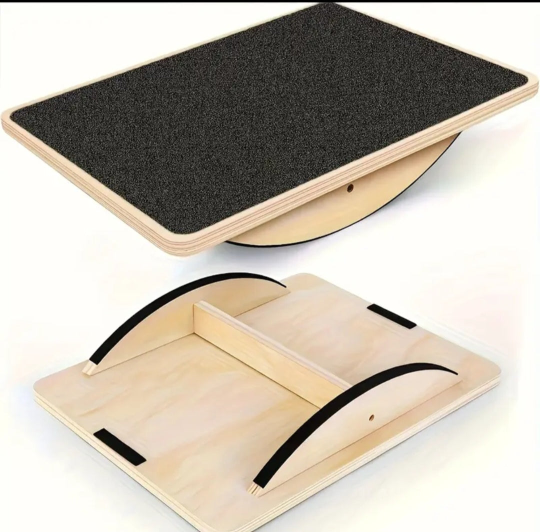 Advanced Wooden Balance Board with Non-Slip Surface - Core Strength, Stability Training, Yoga & Pilates Equipment - Natural Wood Construction - for Home Gym, Office Desk, Pilates - Ideal for All Fitness Levels - Durable Balance Pad, Workout Accessories, T