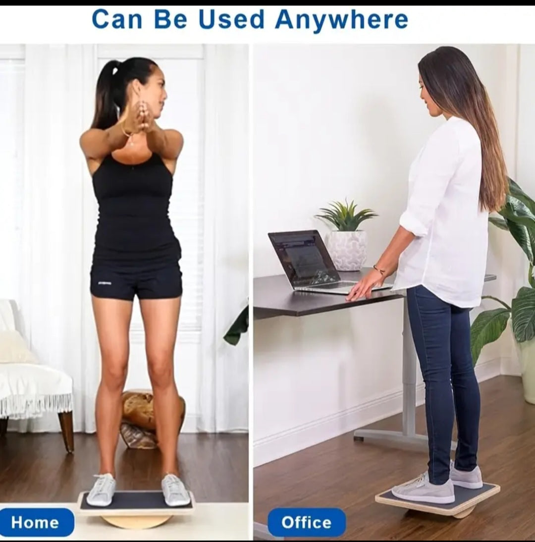 Advanced Wooden Balance Board with Non-Slip Surface - Core Strength, Stability Training, Yoga & Pilates Equipment - Natural Wood Construction - for Home Gym, Office Desk, Pilates - Ideal for All Fitness Levels - Durable Balance Pad, Workout Accessories, T