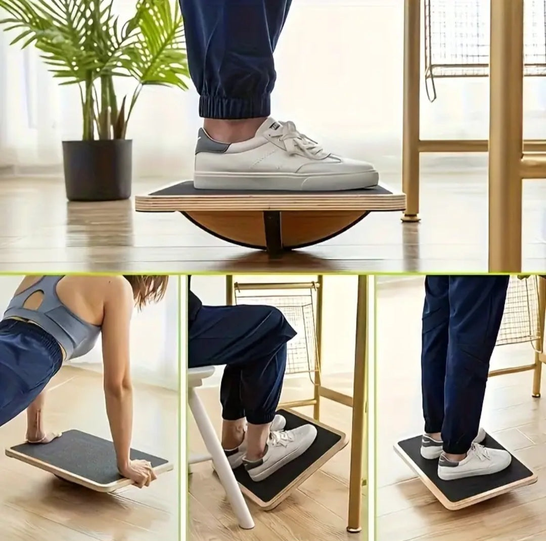 Advanced Wooden Balance Board with Non-Slip Surface - Core Strength, Stability Training, Yoga & Pilates Equipment - Natural Wood Construction - for Home Gym, Office Desk, Pilates - Ideal for All Fitness Levels - Durable Balance Pad, Workout Accessories, T