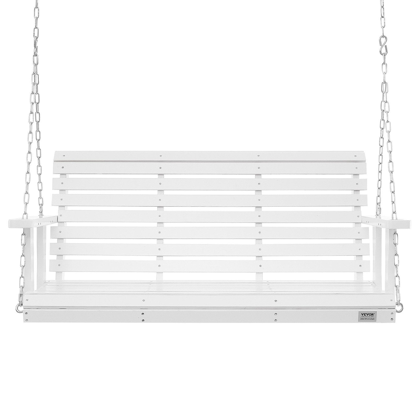 VEVOR Wooden Porch Swing 4.5 Ft, Patio Bench Swing For Courtyard & Garden, Upgraded 880 Lbs Strong Load Capacity, Heavy Duty Swing Chair Bench With Hanging  For Outdoors, White