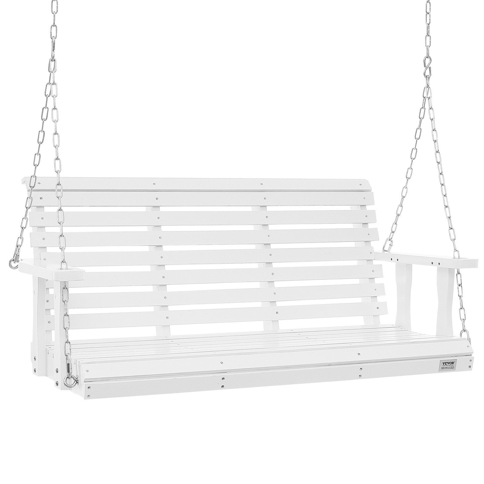 VEVOR Wooden Porch Swing 4.5 Ft, Patio Bench Swing For Courtyard & Garden, Upgraded 880 Lbs Strong Load Capacity, Heavy Duty Swing Chair Bench With Hanging  For Outdoors, White